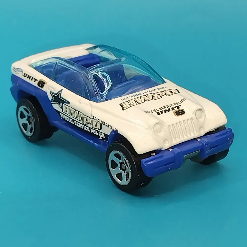 Hot Wheels HWPD Special Service Police Unit 6 Jeepster Diecast Car White Blue